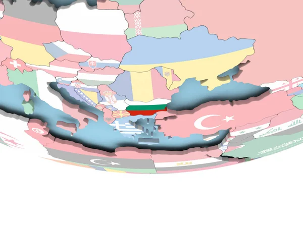 Karta över Bulgarien med flagga på Globen — Stockfoto