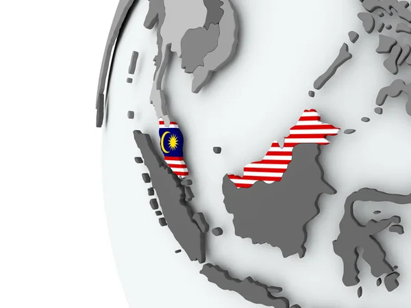 フラグと地球上のマレーシア — ストック写真