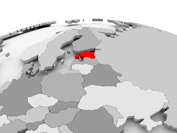Estonia on grey globe — Stock Photo, Image