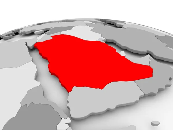 Saoedi-Arabië op de grijze globe — Stockfoto