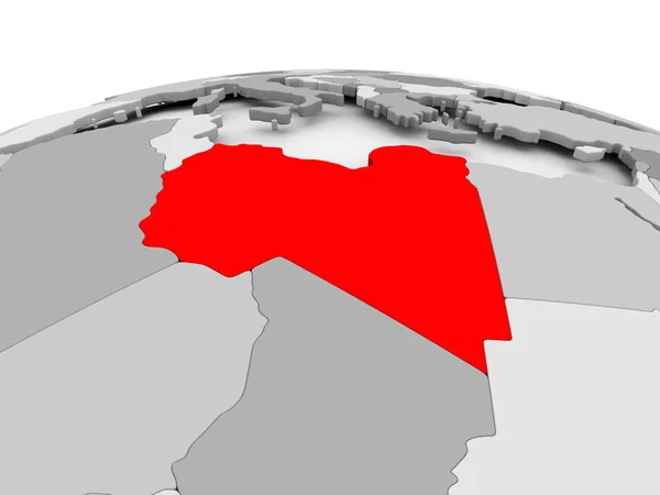 Ливия на сером глобусе — стоковое фото