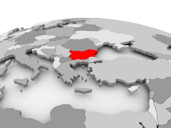 Bulgarien auf grauem Globus — Stockfoto
