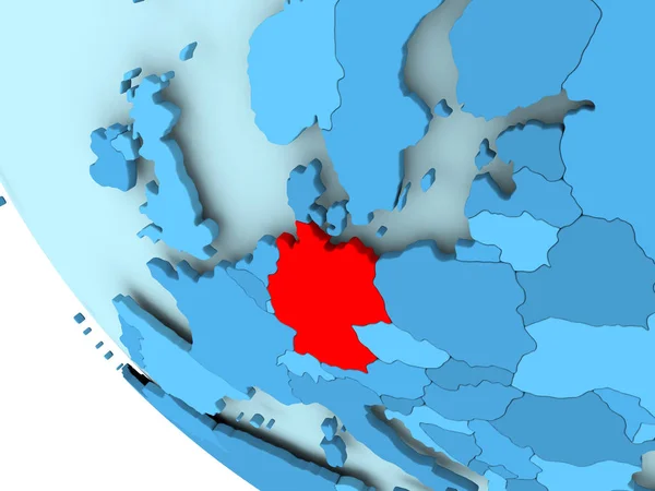 Niemcy na niebieski Globus polityczny — Zdjęcie stockowe