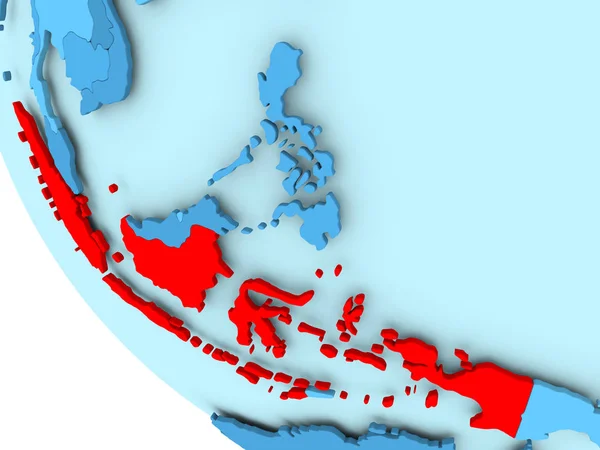 Indonésia em azul globo político — Fotografia de Stock