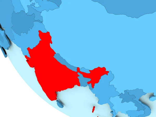 Індія на синій політичних глобус — стокове фото