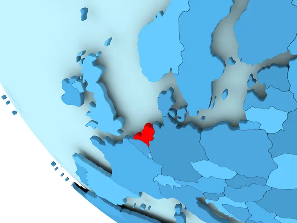 Países Baixos em azul globo político — Fotografia de Stock