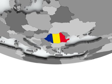 Dünya üzerinde bayrak ile Romanya