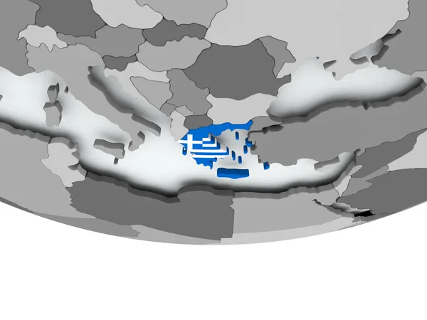 Греция с флагом на планете — стоковое фото