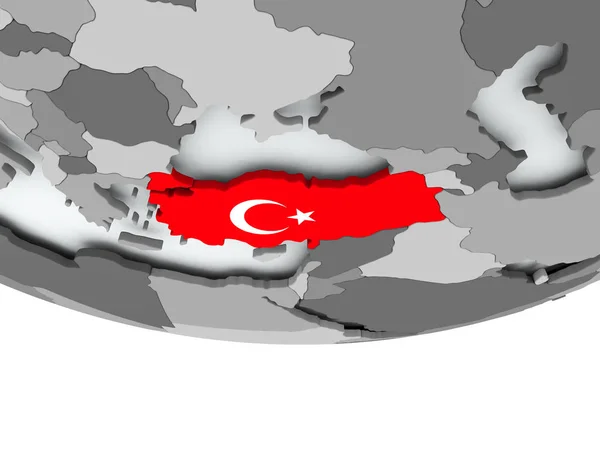 Turchia con bandiera sul globo — Foto Stock