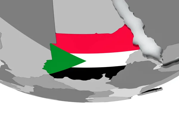 Sudan con bandiera sul globo — Foto Stock