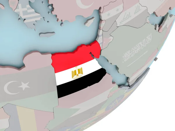 Egito no globo com bandeiras — Fotografia de Stock