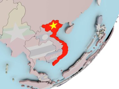 Vietnam bayrakları ile dünya üzerinde