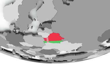 Dünya üzerinde bayrak ile Beyaz Rusya