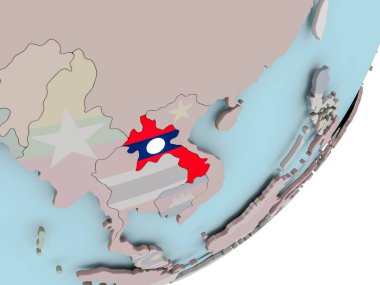 Laos bayrağı ile dünya üzerinde