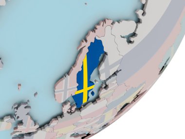 İsveç bayrağı ile dünya üzerinde