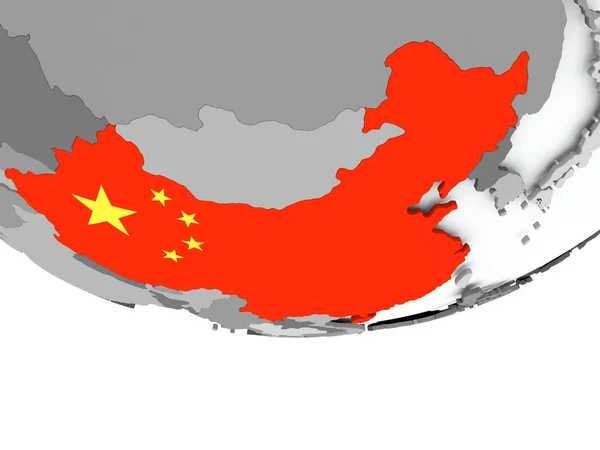 Κίνα με σημαία στον κόσμο — Φωτογραφία Αρχείου