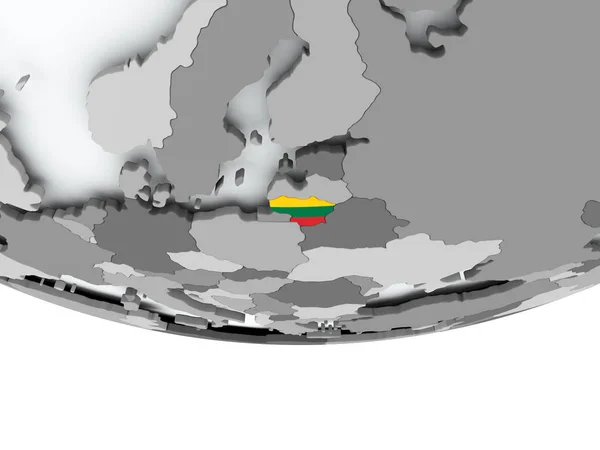 Litauen med flagga på Globen — Stockfoto