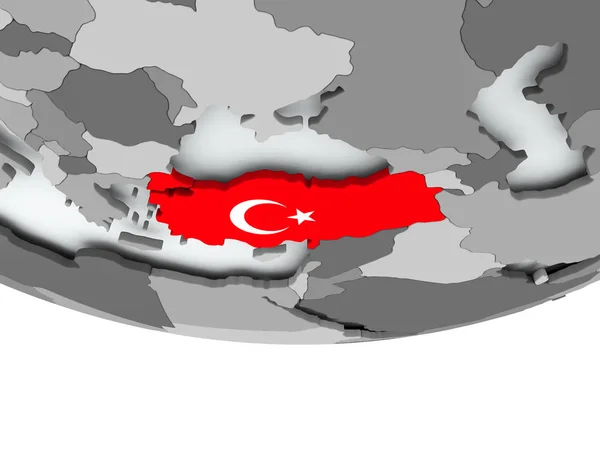 Турция с флагом на глобусе — стоковое фото