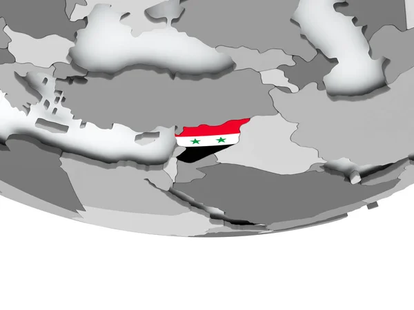 Siria con bandiera sul globo — Foto Stock