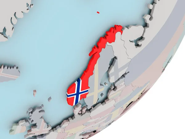 Norveç bayrağı ile dünya üzerinde — Stok fotoğraf