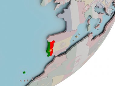 Portekiz Dünya bayrakları ile üzerinde