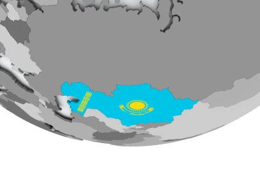 Kazakistan dünya üzerinde bayrak ile