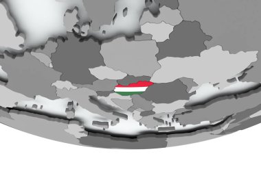 Dünya üzerinde bayrak ile Macaristan