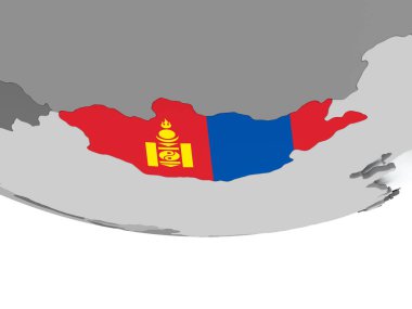 Dünya üzerinde bayrak ile Moğolistan