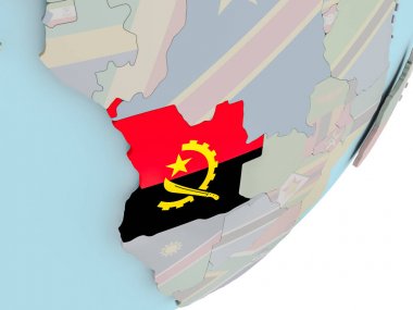 Angola bayrağı ile dünya üzerinde