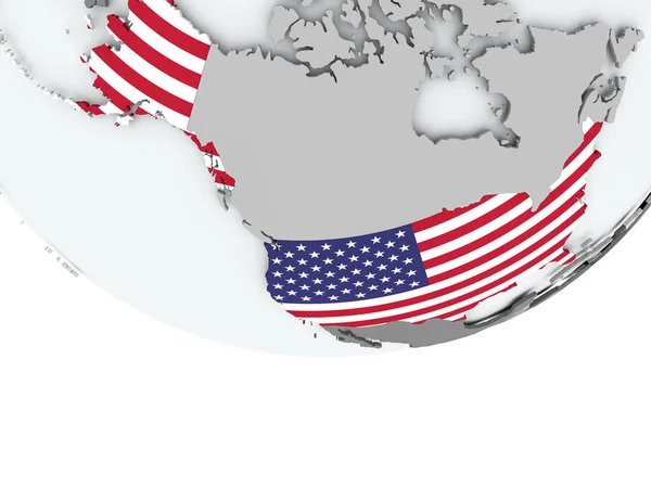 США с флагом на глобусе — стоковое фото