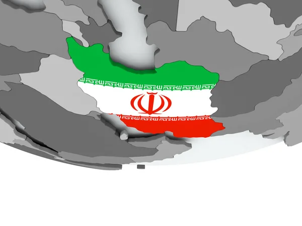 Иран с флагом на глобусе — стоковое фото