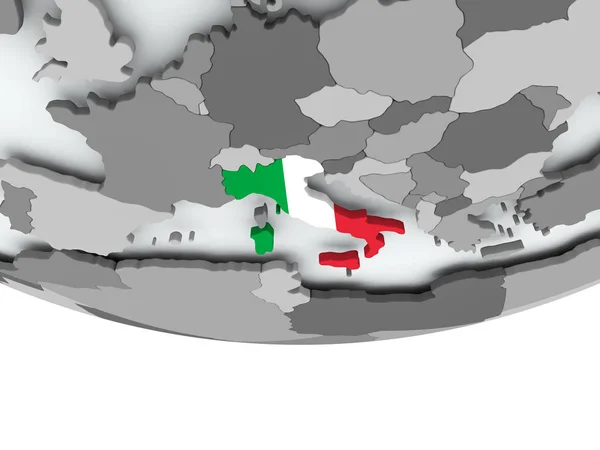 Italy with flag on globe — Stock Photo, Image