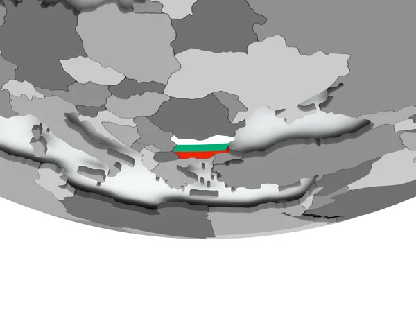 Bulgarien mit Fahne auf Globus — Stockfoto