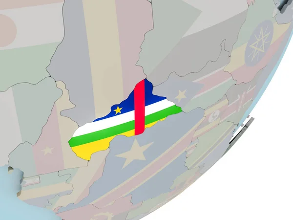 Afryki Środkowej na świecie z flagami — Zdjęcie stockowe