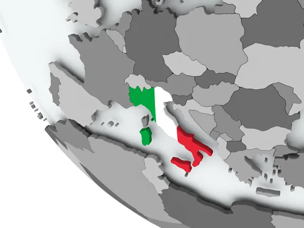 Flag of Italy on political globe — Stock Photo, Image