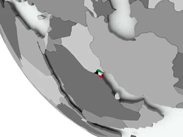 Bandiera del Kuwait sul globo politico — Foto Stock