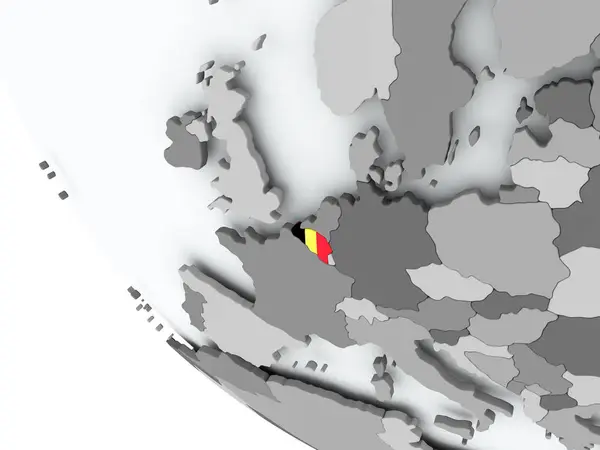 Прапор Бельгії на політичні глобус — стокове фото