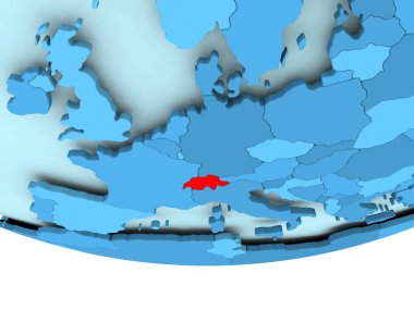 İsviçre mavi haritada kırmızı '