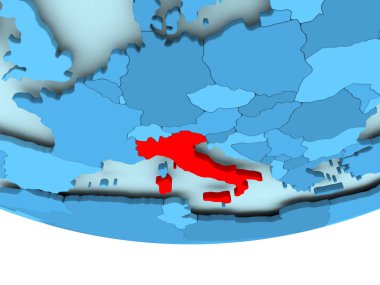 İtalya mavi haritada kırmızı '