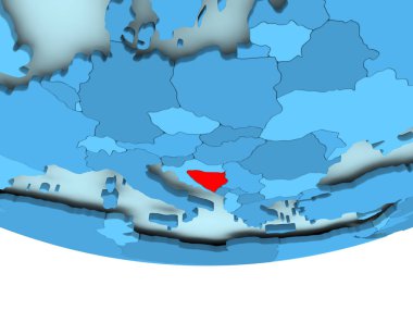 Bosna ve Hersek'te mavi haritada kırmızı