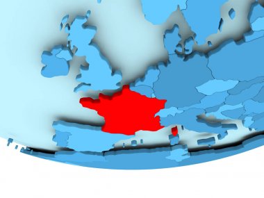 Mavi haritada kırmızı Fransa'da