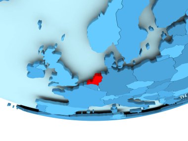 Mavi haritada kırmızı Hollanda'da