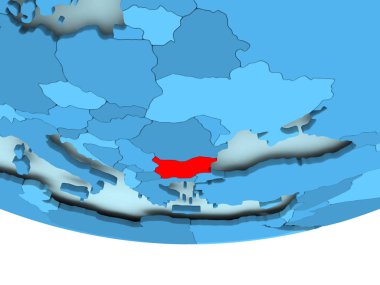 Mavi haritada kırmızı Bulgaristan'da