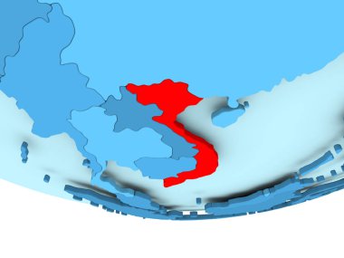 Mavi haritada kırmızı Vietnam'da