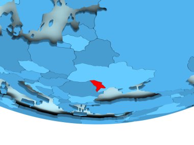 Moldova kırmızı mavi harita üzerinde