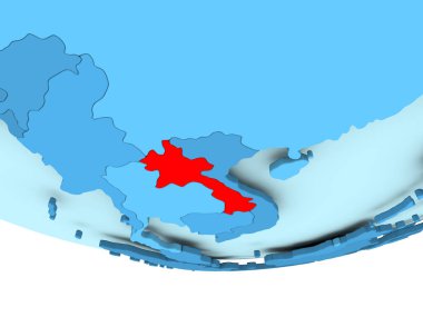Mavi haritada kırmızı Laos