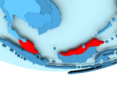 Mavi haritada kırmızı içinde Malaysia