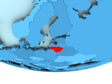 Mavi haritada kırmızı Litvanya