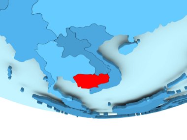 Kamboçya'da mavi haritada kırmızı