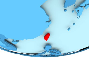 Tayvan kırmızı mavi harita üzerinde